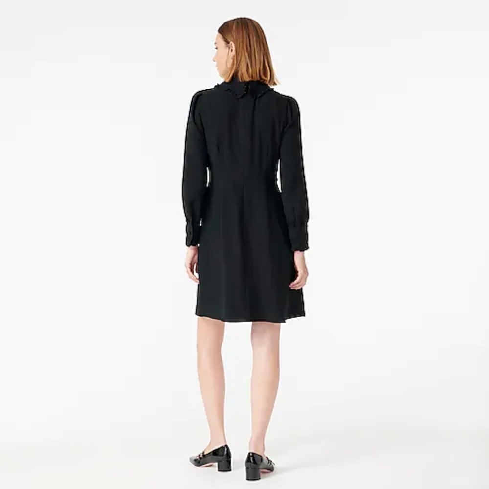 J. Crew Black A-line dress with ruffle collar - Picture 3 of 9